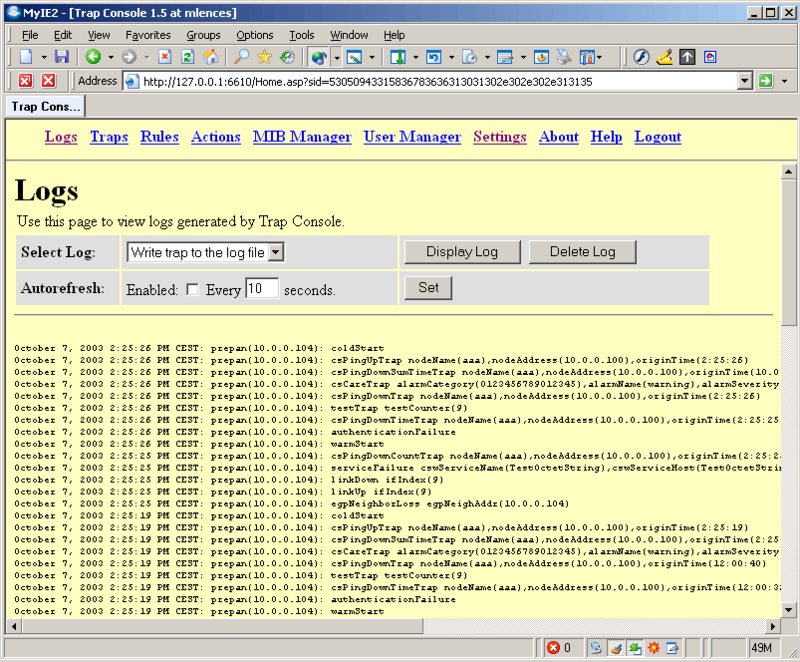 Trap Console Screenshot